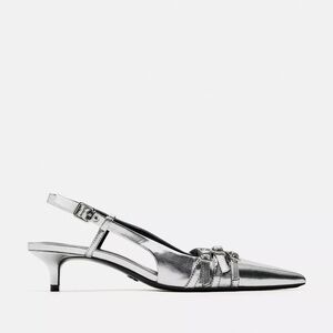 Silver Metallic Strappy Sling-backs